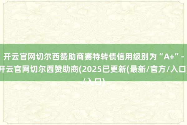 开云官网切尔西赞助商赛特转债信用级别为“A+”-开云官网切尔西赞助商(2025已更新(最新/官方/入口)