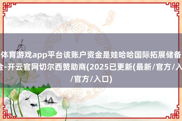 体育游戏app平台该账户资金是娃哈哈国际拓展储备资金-开云官网切尔西赞助商(2025已更新(最新/官方/入口)